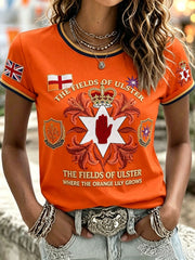 Women's 14 July Orangemens Day FDloral Art Printed T-shirt