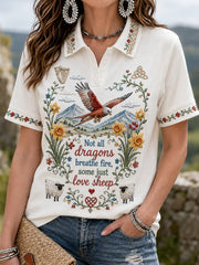 Women's Welsh Cultural Element Art Print Polo