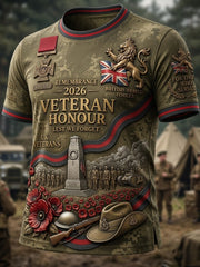 Men's Vintage Military-Style Graphic Short-Sleeve T-Shirt