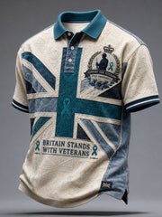 Men's UK Veteran PTSD Awareness Printed Casual Tops