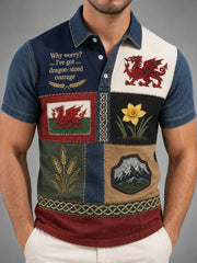 Men's Welsh Cultural Element Art Print Polo