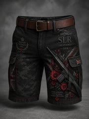 Men's Veteran Memorial Graphic Print Cropped Cargo Pants