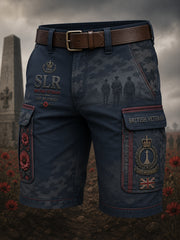 Men's Veteran Memorial Graphic Print Cropped Cargo Pants