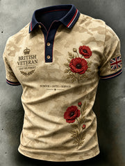 Men's Short-Sleeve Polo Shirt With Veteran Memorial Graphic Print
