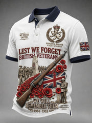 Men's British veteran print polo shirt