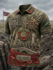Men's British veteran print polo shirt