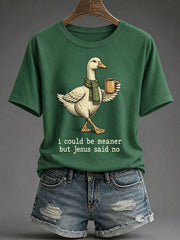 Women's 'I Could Be Meaner But Jesus Said No' Printed Casual T-Shirt