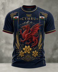 Men's Welsh Cultural Elements Art Print T-Shirt