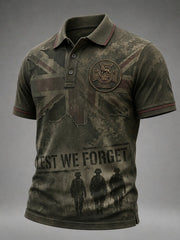 Men's British veteran print polo t-shirt