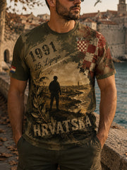 Men's Croatian Military Patriotic Art Print T-Shirt