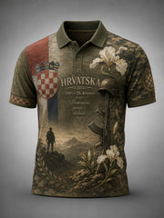 Men's Croatian Military Patriotic Art Print Polo Shirt