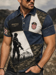 Men's Croatian Military Patriotic Art Print Polo Shirt
