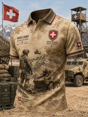 Men's Short-Sleeve Polo Shirt With Camouflage Military-Style Print