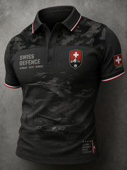 Men's Short-Sleeve Polo Shirt With Camouflage Military-Style Print