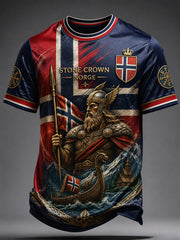 Retro Norwegian Viking Warrior Art Casual T-Shirt