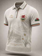 Men's Welsh Cultural Element Commemorative Art Print Polo