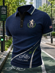 Men's Short-Sleeve Polo Shirt With Eco-Friendly Travel-Themed Print