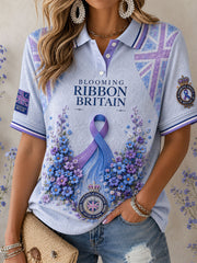 Women's UK Alzheimer's Awareness Floral Printed Casual Tops