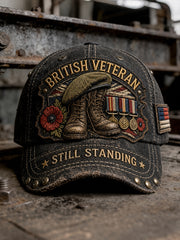 Unisex Casual Hat Featuring A Vintage-Style British Veterans' Commemorative Design