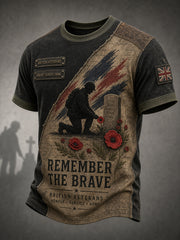Casual T-Shirt Featuring A Vintage-Style British Veterans' Commemorative Design