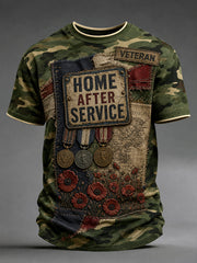 Casual T-Shirt Featuring A Vintage-Style British Veterans' Commemorative Design