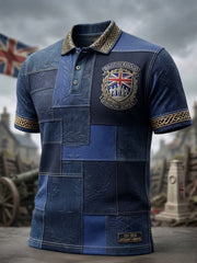 Men's British veteran print polo shirt