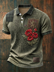 Men's British veteran print polo shirt