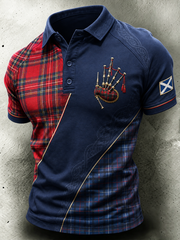 Men's Scottish bagpipe print polo shirt