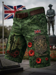 Men's British Veteran Print Cargo Shorts