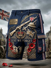 Men's British Veteran Print Cargo Shorts