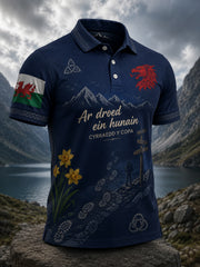 Men's Welsh Outdoor Running Art Print Polo
