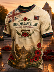 Men's Short-Sleeve T-Shirt With British Veteran Commemorative Print