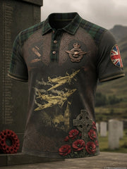 Men's British veteran print polo shirt