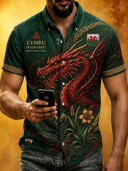Men's Welsh Red Dragon Cultural Elements Art Print Shirt