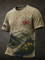 Men's Uk Wales Outdoor Running Graphic Print T-Shirt
