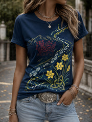 Women's Uk Wales Outdoor Running Graphic Print T-Shirt