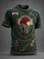 Men's Uk Wales Outdoor Running Graphic Print T-Shirt