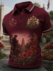 Men's Short-Sleeve Polo Shirt With Veteran Memorial Graphic Print