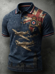 Men's British veteran print polo shirt