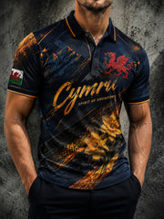 Men's Welsh Cultural Element Art Print Polo