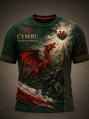 Men's Welsh Cultural Elements Art Print T-Shirt