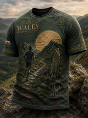 Men's Wales Outdoor Hiking Cultural Elements Art Print T-Shirt