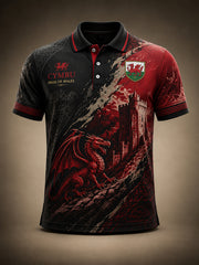 Men's Welsh Cultural Element Art Print Polo