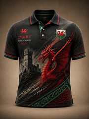 Men's Welsh Cultural Element Art Print Polo