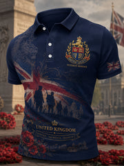 Men's Short-Sleeve Polo Shirt With Vintage Veteran Commemorative Print