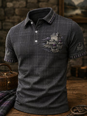 Men’s Scottish Castle Thistle Plaid Polo Shirt
