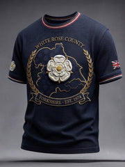 Men's England Yorkshire Day White Roses Art Printed T-shirt