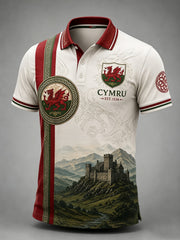 Men's Welsh Red Dragon Art Print Polo