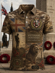 Men's Short-Sleeve Polo Shirt With Camouflage And Veteran Memorial Graphic Print