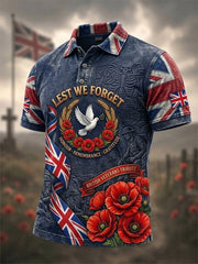 Men's British Veteran Commemorative Print Short-Sleeve Polo Shirt